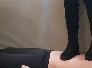 Trample with beautiful boots - He loves to be used as my carpet