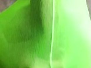 Dicks Great Festive Cosplay Kelly Neon Green Pantyhose And Lucky Cum Shot