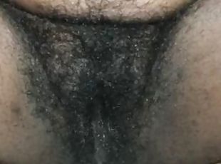Playing with my hairy pussy while my sister makes dinner