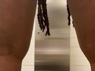 EBONY HOLDING IN HER PEE AND PISSING FOR SOMEONE WHILE AT WORK