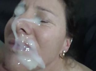 Monster facial, Chloe gets her face covered with hot cum