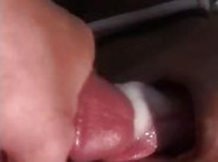 Huge white cock drops a huge cum load in hot ebony mouth at work n swallow