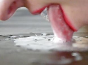 Close up blowjob, cum in mouth - Cum play from hot wife