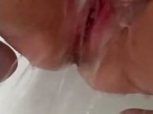 British slut wife cumming in the shower