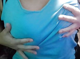 I&#039;m playing with my tits. I love it and it makes me horny to see how I grab them, I touch my hard nipples.