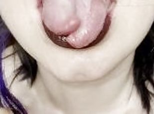 Goth Split Tongue, spit and mouth fetish