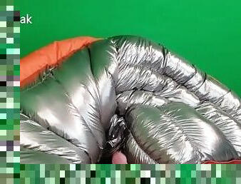 Hump Until Cum Super Puffy Rab Bag With Shiny Silver Lining