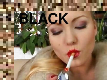 Stunning glamorous blonde fucks with blacks