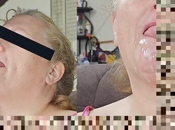 My Mouth Was Covered With His Big Cum Load, After Unloading From Jerking Off