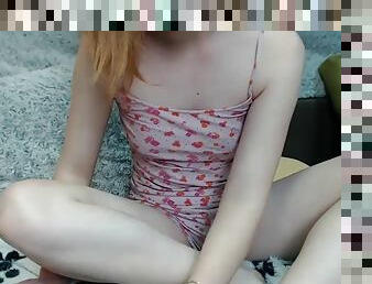 Cute redhead masturbating for fun