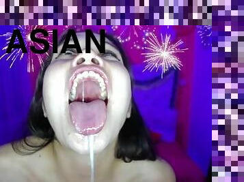 asian slut Sloppy deep throat, destroyed face