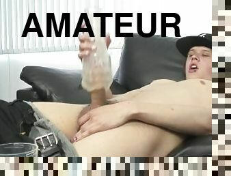 masturbation, amatör, gay, juckande, sprut, ensam, twink, tatuering, kuk