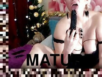 Mature Webcam Slut AimeeParadise In Sexy Black Lingerie Sucks Black Dick! ))