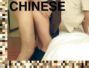 Chinese amateur teen in uniform shaking from rough orgasm sex