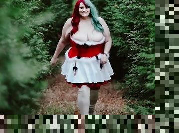 Hot Christmas BBW Big Tits Chubby Sexy Public Nudity.