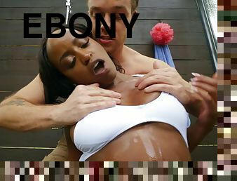 Tempting ebony babe Nyna Stax thrilling sex movie