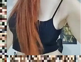 Booty and busty redhead babe solo webcam