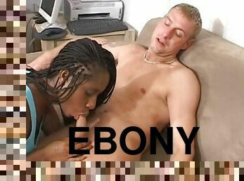 Sweet ebony Ashley is sucking a nice dick