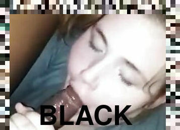 Pale babe sucking a black dick