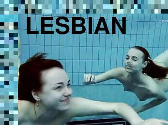 Hot lesbian show underwater