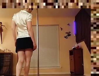 Striptease at pole dance the most sensual strip by a woman amateur