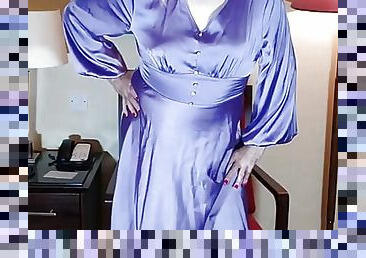 Very sexy crossdresser in gorgeous full length satin gown