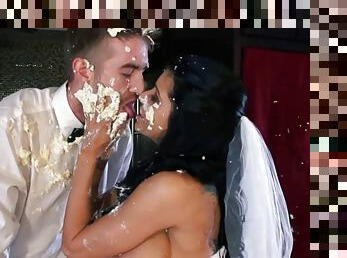 Busty bride on her face former