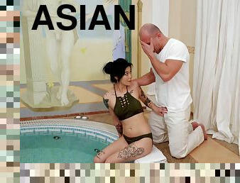 asiatisk, doggy, pussy, babes, blowjob, cum, europeisk, euro, naturlig, svømmebasseng
