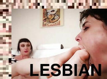 Horny lezzie Foot fetish breathtaking sex video