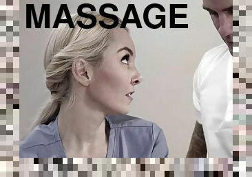 Blonde teen tricked into sex by a weird massage guy