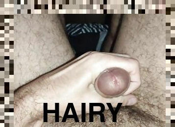 Big load from a hairy average dick