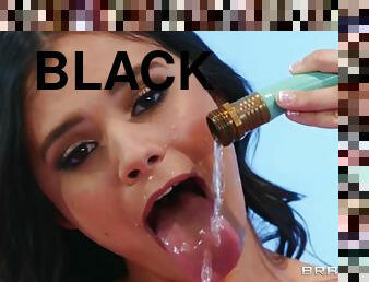 Interracial lovers use oil to make riding big cock easier