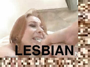 cumshot, lesbisk, avrunkning