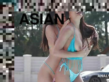 asiatisk, rumpe, anal, tenåring, hardcore, pornostjerne, gruppesex, thai