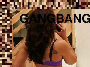 Dirty bitch in gangbang sex
