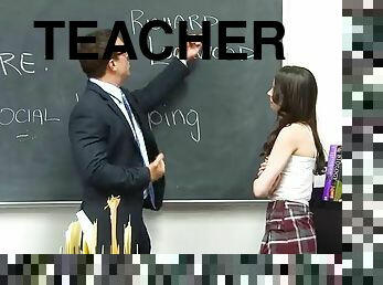 Kinky teen's fucked by her teacher on top of his desk