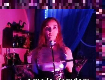 Femdom Mistress Eva Latex Silver Dress Solo Anal plugs BDSM Dominatrix Milf Fetish Heels Toys