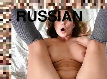 Stunning Russian chick gets her pussy and anal hole drilled