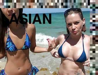 asiatisk, fisse-pussy, pikslikkeri, latiner, sperm, blond, bikini, penge