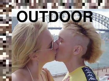 aussie girls outdoor date - lesbian porn