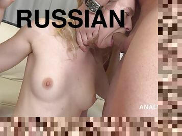 Russian Teen 3on1 Balls Deep Butt Fuck Double penetration