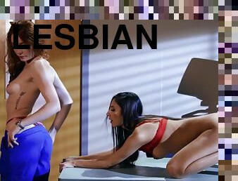 Lesbian redhead doctor seduces and fucks beautiful nurse