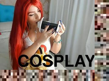 Asmr 3dio cosplay jessie pokmon tapping mouth souns ear eating