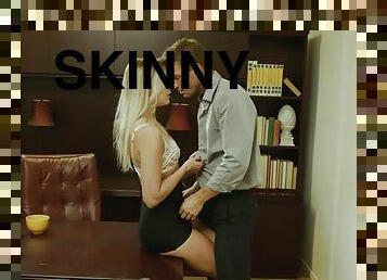 skinny babe Kenna James hot office sex