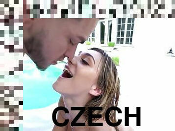 Czech denisa deen is sucking cock outdoors