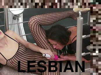 pussy, lesbisk, strømper-stockings, knulling-fucking, strømper