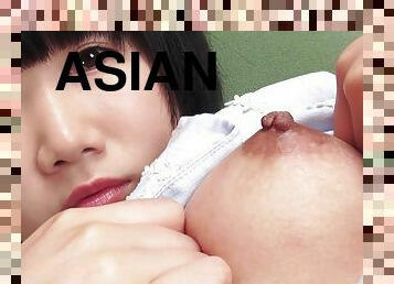 asiatisk, onani, pussy, babes, tenåring, vakker, alene, asiatisk-tenåring