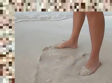 Beach footjob