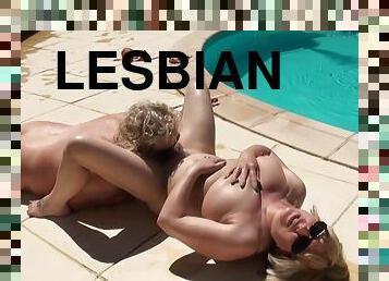 Lesbian Grannies Hot Poolside Sex Video