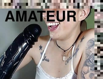 immens, masturbieren, dilettant, babe, junge, selbst-gefertigt, kamera, dildo, allein, tattoo